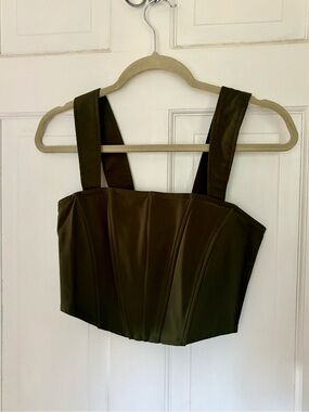 Forever 21 Olive Green Structured Corset Crop Top